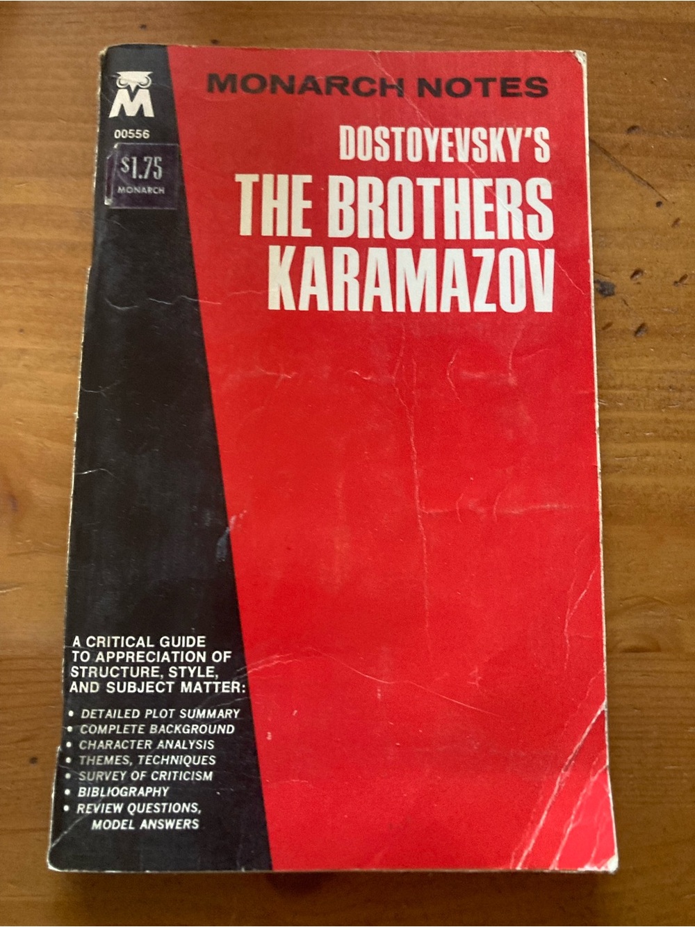 Monarch Notes Dostoyevsky — The Brothers Karamazov Study Guide - Red & Black
